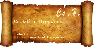Csikár Hippolit névjegykártya